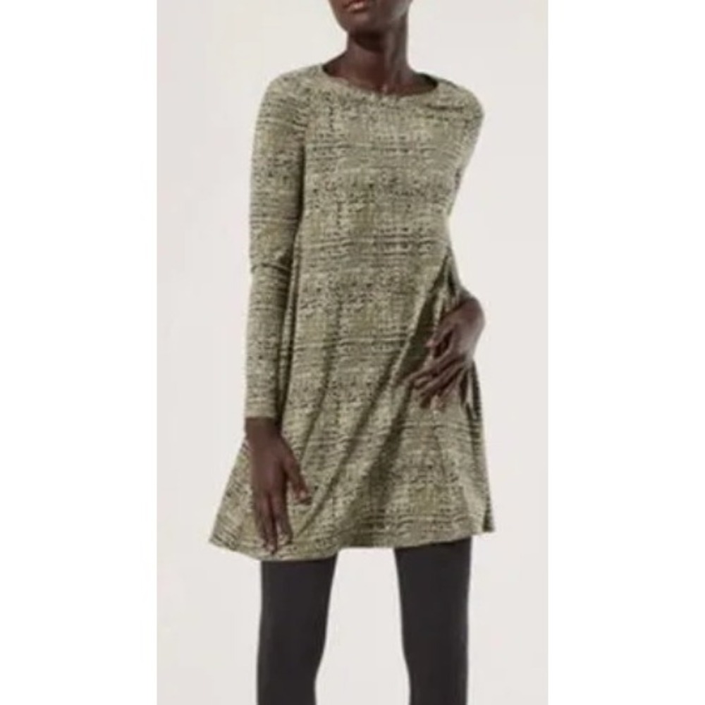 Pact Organic Revive Swing Dress Recycled Polyester Blend Long Mink Grey Size M‎